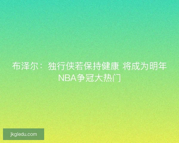 布泽尔：独行侠若保持健康 将成为明年NBA争冠大热门